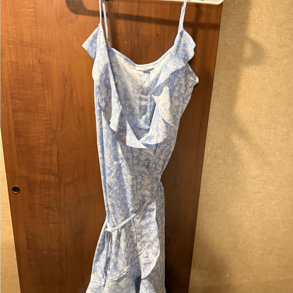 Bar III Light Blue and White Floral Dress